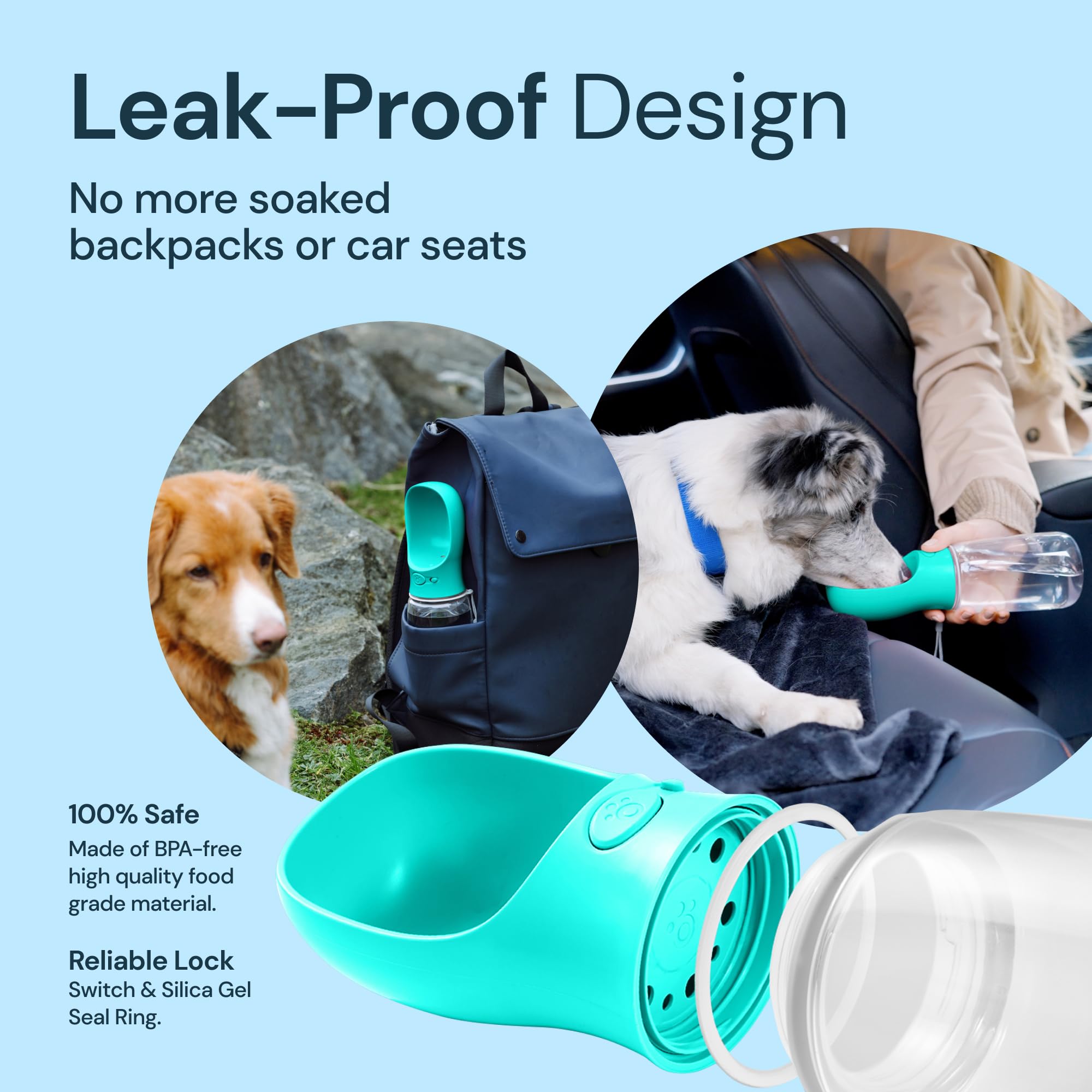 MalsiPree Dog Water Bottle Portable - Leak Proof and Lightweight Water Bottle for Dogs - Dog Travel Water Bottle with Bowl - Dog